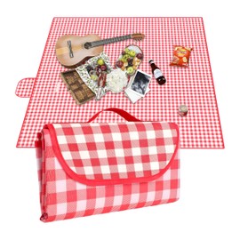 Blleshelfl Picnic Blanket 200 x 200 cm, Picnic Blanket, Red Chequered, Foldable Outdoor Camping Blanket for Hiking, Travel, Outdoor, Camping, Parks