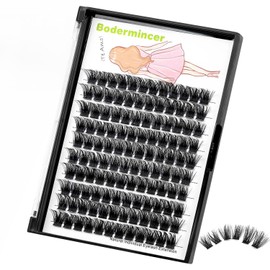 Bodermincer 120 Racimos/Caja De Racimos Anchos Con Efecto 3D, Pestañas Adheridas Con Pegamento, Extensiones De Pestañas Individuales, Manojos De Pestañas, Pestañas Postiza Negro 8Mm