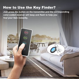Key Finder,Wireless Key Tracker Locator with LED Light,Remote Finder,Key's Tracking Device,Easy to Use for Seniors,Tracker Tags for Car Keys,Phones,Wallet,TV Remote Control,4 Receivers