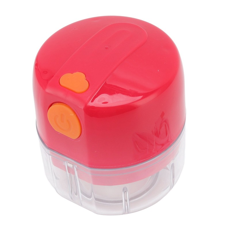 Garlic Chopper USB Charging Portable Red Double Blade 360 Degrees
