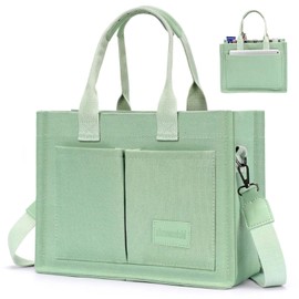 Canvas Tote Bag for Women with Pockets Crossbody Bag Tote Shoulder Handbags Casual Work Bags Everything Tote Bag (Green)