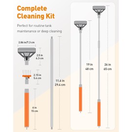 Pawfly Aquarium Algae Scraper Cleaner Fish Tank Brush with 5 Stainless Steel Blades, 26 Inch Aquarium Glass Scraper Aquarium Cleaning Tool