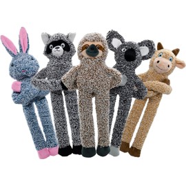 BUYPOW No Stuffing Dog Toys for Large Dogs, 5 Pack Squeaky Crinkle Interactive Dog Animals Toys, Plush Teething Toys to Keep Them Busy, Cute Funny Dogs Gifts for Small Medium Large Breed