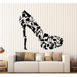 DesignToRefine Vinyl Wall Decal Footwear Women's Shoes Shop Fashion Stickers Large Decor (1287ig) Gold Metallic
