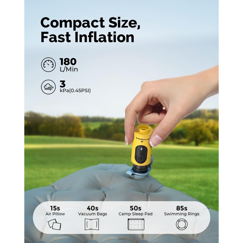 HYVOHEX Portable Rechargeable Mini Electric Air Pump for Inflatables