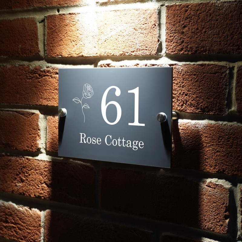 Badgemaster Modern Anthracite House Number Sign Plaque Stainless Steel Standoffs