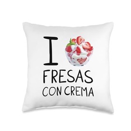 Fresas Con Crema Mexican Dessert Food Sweet Latin Flan Love Throw Pillow