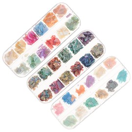 Mikinona 3 Boxes Ultra Thin Nail Art Stickers of Irregular Glitter Shell Flakes for DIY Manicure Decoration Nail Accessories for Women for Home Salon Use