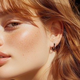 Silvora Small Hoop Earrings for Women Men Black Hoop Earring 8mm Hoop Earring for Girls Lightweight Hoop Earrings