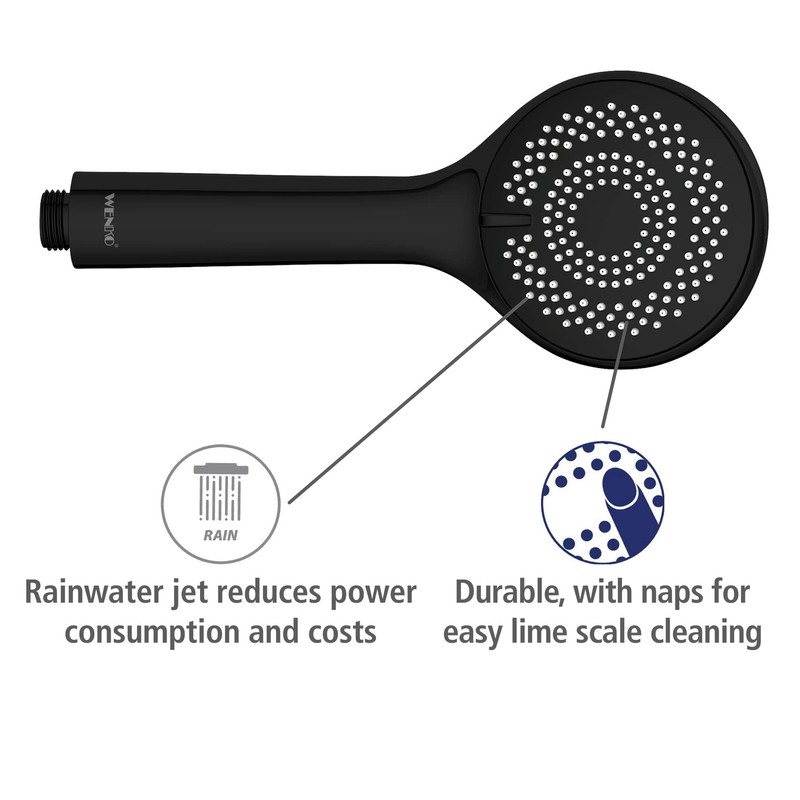 WENKO Watersaving Shower Head Matt Black