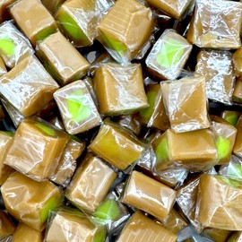 Green Apple Filled Caramel Cubes –1.5 lbs Luxurious Gourmet Experience of Sweet and Tangy Apple -Individually Wrapped Soft Silky Caramel Chews(24 oz)