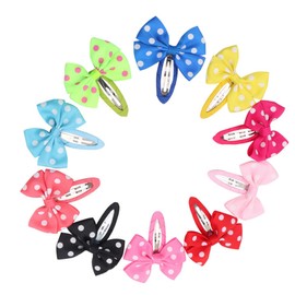 WOONEKY Mix Match 12pcs Dot Bow Hairpin Hair Bow for Baby Girls Boys and Girls Hair Clips Bowknot Pin Fashionable Accessory