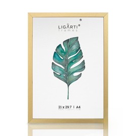 Ligarti® Picture Frame Gold A4 / A3 Wood Fibre Photo Frame Poster Frame + Stand (A4) Made in EU