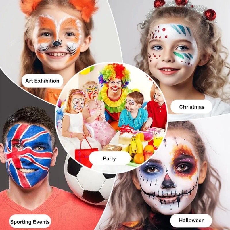 Set De Pintura Facial Para Niños, Pintura Facial De Hallowee