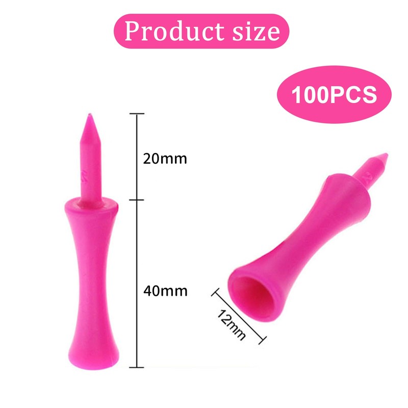 Debbery 100 Golf Tees Plastic, 57mm Pink Castle Tees Golf,