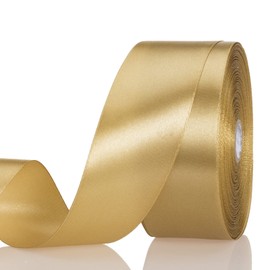 YASEO YASEO 1 1/2 Inch Champaign Gold Solid Satin Ribbon, 50 Yards Craft Fabric Ribbon for Gift Wrapping Floral Bouquets Wedding Party Decoration