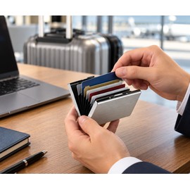 RFID Blocking Card Holder for Everyday Carry – Slim Alloy & PU Leather Wallet Case for Pocket, Work and Travel