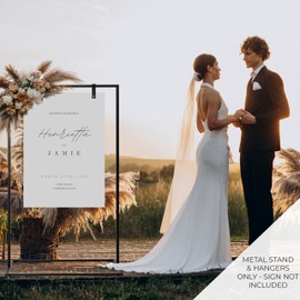 Elegant Wedding Welcome Sign Stand – Sturdy Welcome to Our Wedding Sign Holder for Seating Charts & Event Decor - A Beautiful Black Metal Easel to Welcome Guests & Celebrate Your Love