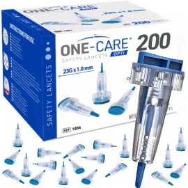 OneCare 원케어 옵티 세이프티 랜셋 상단 버튼 활성화 23G x 1.8mm 200 카운트 [23G x 1.8mm] OneCare Opti Safety Lancet Top Button Activation 23G x 1.8mm 200 Count [23G x 1.8mm]
