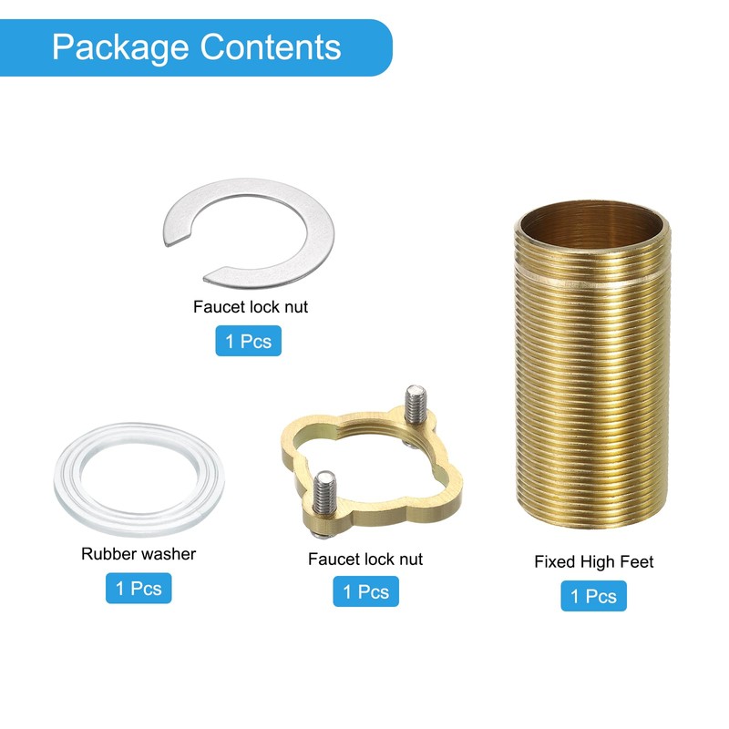 uxcell Faucet Mount Extension Shank 2.4"x 1.25" Brass Pipe Faucet