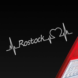 Hellweg Druckerei Car Sticker Rostock Heart Pulse City Love Approx. 19 x 5 cm