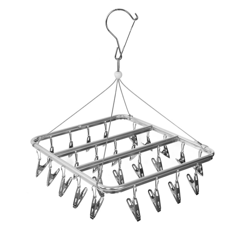 Multifunction Aluminum Alloy Laundry Drying Rack with 26 Clips for