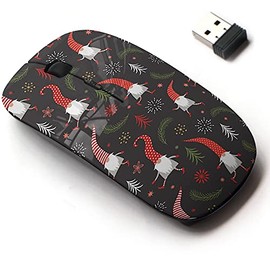 2.4G Wireless Mouse with Cute Pattern Design for All Laptops and Desktops with Nano Receiver - Cute Christmas Gnomes