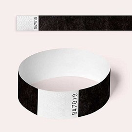 Tyvek Wristbands, 100 Pack by AA Wristbands for Parties, Security, Festivals, Events. Paper Like Wrist Bands (Black)