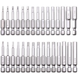 Rocaris 30 Pack Hex Head Allen Wrench Drill Bit Set (15pc Metric & 15pc SAE), 1/4" Shank Magnetic Screwdriver Bit Set - 2 Inch