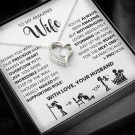Push Gift For Wife, Post Delivery Jewelry, Push Present For Partner, Funny To My Wife Necklace From Husband, Ready To Gift Jewelry with Meaningful Message For New Mom from Husband, Baby Bauble