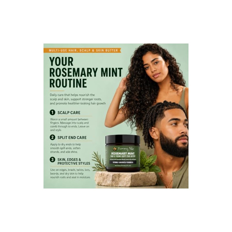Sunny Isle Rosemary Mint Hair and Strong Roots Butter 2oz