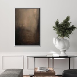 SIGNFORD Framed Canvas Print Wall Art Abstract Textured Dark Shades Illustrations Modern Art Decorative Bohemian Relax/Calm for Living Room, Bedroom, Office - 16"x24" White