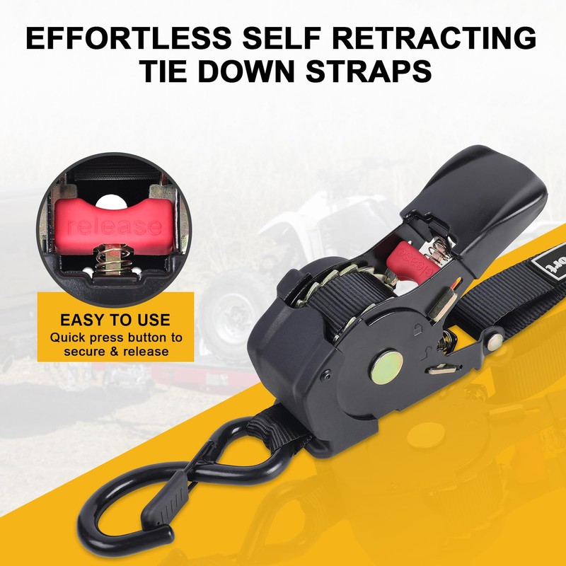 Ayaport Retractable Ratchet Straps 1in x 12.5ft – Heavy Duty