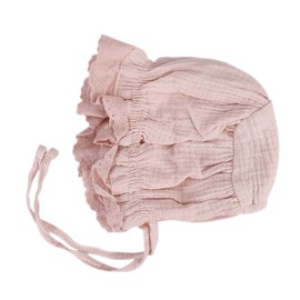 Baby Girl Bonnet Hat Cotton Floral Christening Bonnet for Newborn Infant Girls Breathable Sun Hat Summer Caps with Chin Strap Princess Style Hat for Baby Toddlers Girls 0-24 Months