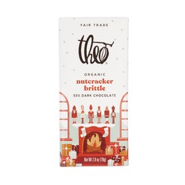Theo Chocolate Holiday Nutcracker Brittle Organic Dark Chocolate Bar, 55% Cacao, 6 Pack | Vegan, Fair Trade