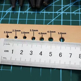 KIDENEI Leather Hole Punch Tool, Adjustable 2mm/2.5mm/3mm/3.5mm/4mm/4.5mm/5mm Leather Hollow Punch Set, Leather Stitching Punch Leather Punch for Leather Belts Watch Band Handbags