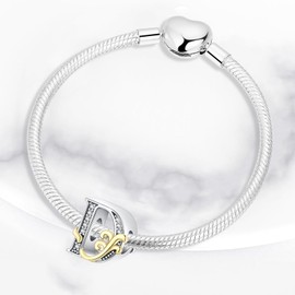 ARVALILS 925 Sterling Silver Letter Charms for Bracelets Alphabet A-Z Letters Bead Bracelets Necklace for Women Birthday Ceremony DIY Jewelry Gift