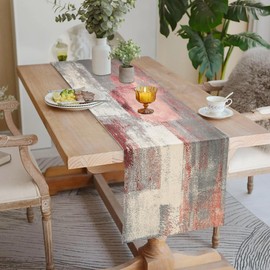 Hanrunsi Table Runner Wedding Linen Double Layer Table Runner Thick Pink and Grey Spring Winter Summer Autumn Decorative Cloth for Kitchen Table Indoor Holiday Party Decor 40 x 140 cm