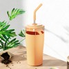 Kovkveo Glass Cups with Bamboo Lids and Straws,20 oz Dringking