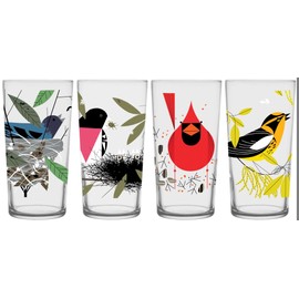 Charley Harper Bird Glasses III (Set of 4)
