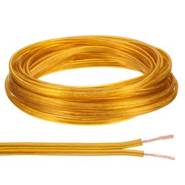 PATIKIL 25Ft 18/2 PVC Covered Wire, 300V SPT-2 Lamp Cord Insulated Heat Resistant Electronical Flexible Cable for LED Lamp Wire Audio Cable Speaker, Golden, UL Listed