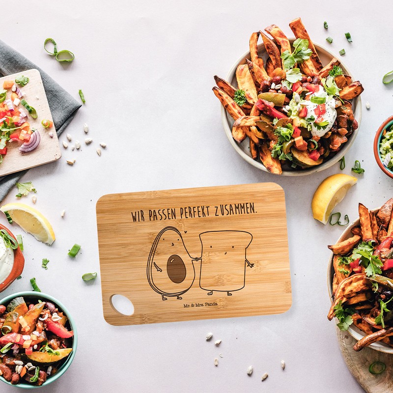 Mr. & Mrs. Panda Bamboo Chopping Board Avocado Toast Gift,