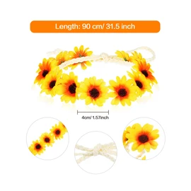 8 piezas de corona de girasol, diadema de flores de margarita, diadema hippie, diadema floral ajustable para novia, fiesta hippie, boda, festivales, accesorios de fotos