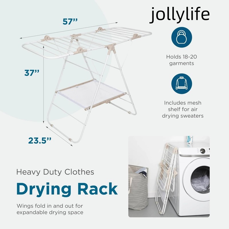 jollylife Mainstays Fold Clothes Drying Rack - Freestanding Steel &