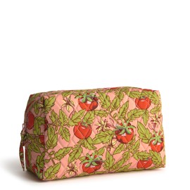 Vera Bradley Women's Cotton Large Cosmetic Makeup Bag, Tomato Vines, One Size