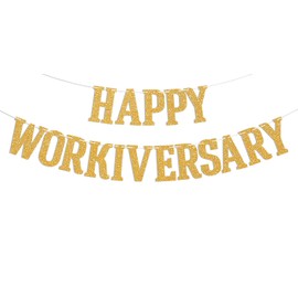 Happy Workiversary Banner, Work Anniversary Decorations, Work Party Office Party Decor, Happy Work Anniversary Party Decoration Supplies Gold Glitter