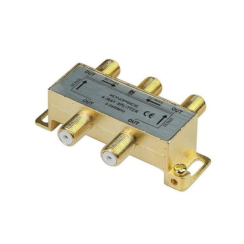 Monoprice Premium 4-Way Coax Cable Splitter - F-Type Screw, for