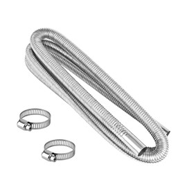 JUSTTOP 78.7 Inch Air Heater Exhaust Pipe, 2.5cm/ 1 In ID Stainless Steel Flex Exhaust Tube with 2 Hose Clamps, Flexible Diesel Heater Exhaust Hose for Parking Air Heater Fuel Tank