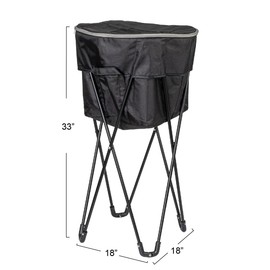 Household Essentials Thermal Standing Cooler with Travel Bag, Heavy-Duty Polyester, Black Powder Coated Steel Legs, Leak-Resistant PE Liner, Zippered Lid and Quick Access Top, Foldable, Black