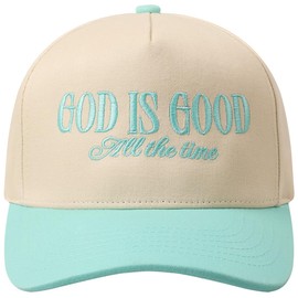 MIRMARU Two-Tone Vintage Canvas Trucker Hats for Men & Women, Adjustable Size Baseball Caps with Trendy Embroidered Design, God is Good All the Time,mint, One Size